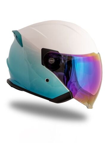 Origine Palio 2.0 DeepSky Mavi-Beyaz Güneş Vizörlü Açık Kask Gökkuşağı Camlı