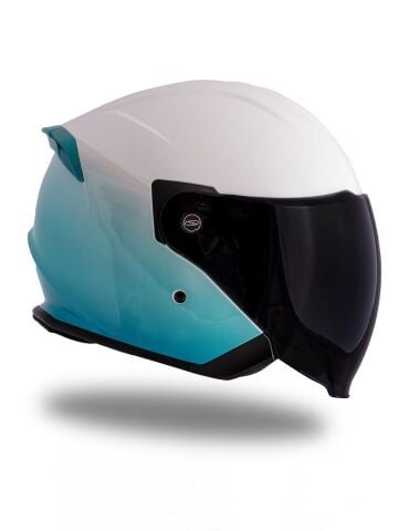 Origine Palio 2.0 DeepSky Mavi-Beyaz Güneş Vizörlü Açık Kask Siyah Camlı