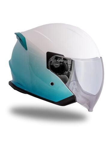 Origine Palio 2.0 DeepSky Mavi-Beyaz Güneş Vizörlü Açık Kask Gri Camlı