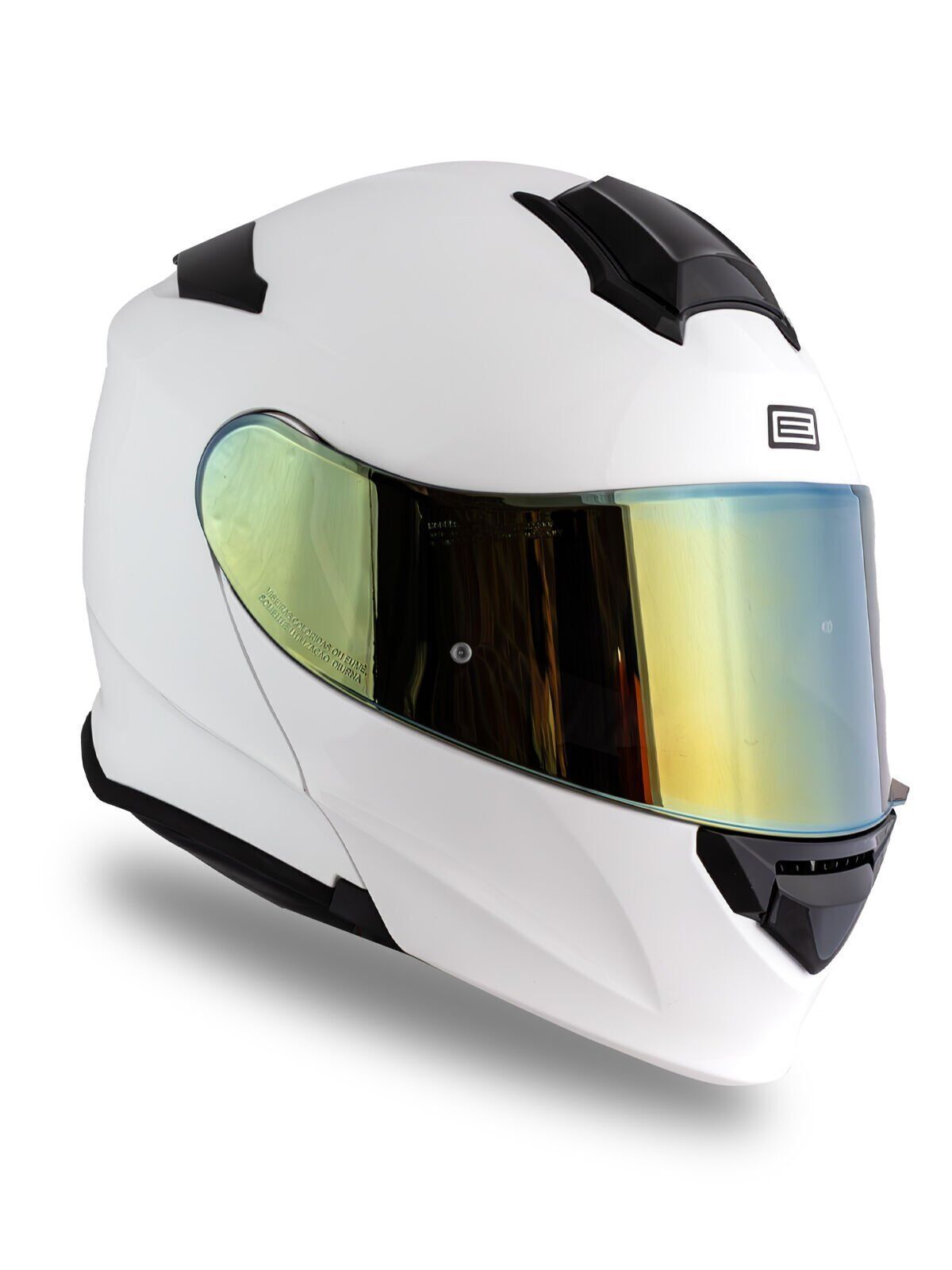 Origine Delta Basic Beyaz Güneş Vizörlü Çene Açılır Kask Sarı Camlı