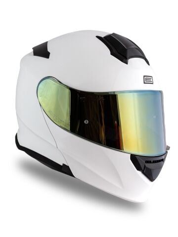 Origine Delta Basic Beyaz Güneş Vizörlü Çene Açılır Kask Sarı Camlı