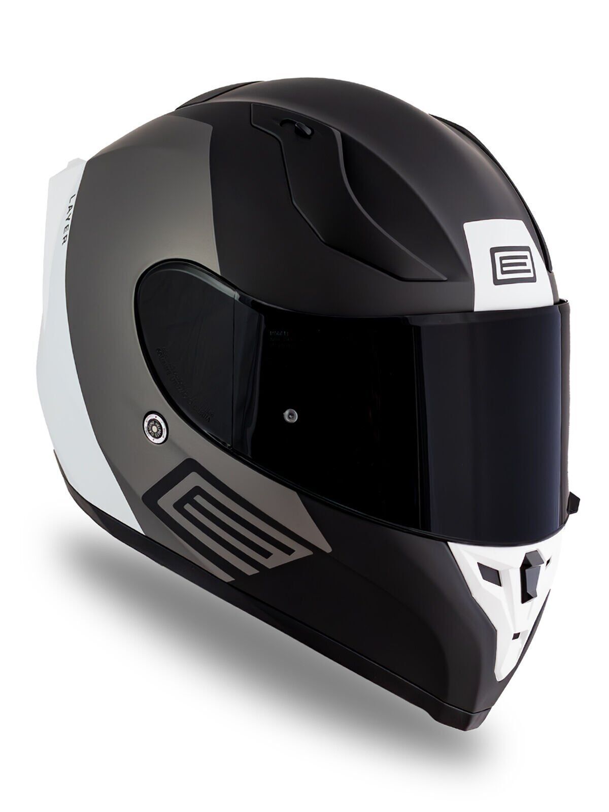 Origine Strada Layer Mat Siyah-Titanyum-Beyaz Güneş Vizörlü Kask Siyah Camlı