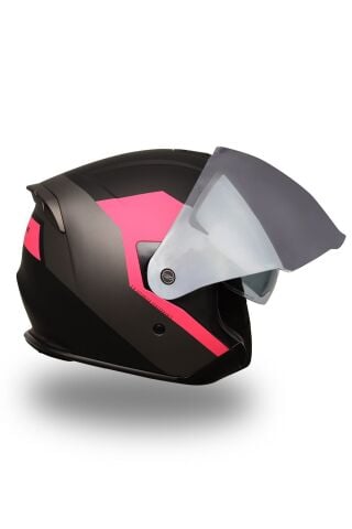Origine Palio 2.0 Eko Mat Siyah-Pembe Açık Kask Gri Camlı