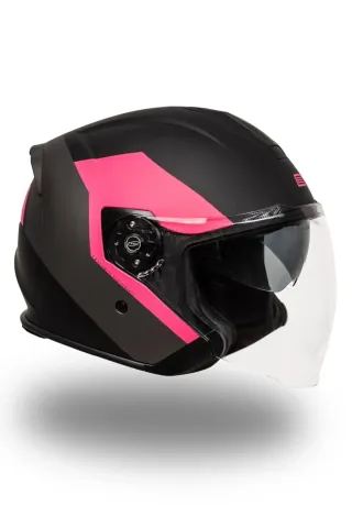 Origine Palio 2.0 Eko Mat Siyah-Pembe Açık Kask Şeffaf Camlı