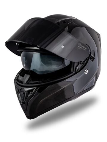 Origine Strada Parlak Siyah Güneş Vizörlü Kask Siyah Camlı