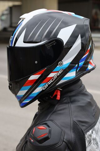 Origine Dinamo Foolish Siyah-Beyaz-Mavi Kask Siyah Camlı XS