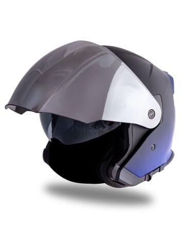 Palio 2.0 DeepSky Mat Siyah-Navy Mavi Güneş Vizörlü Açık Kask