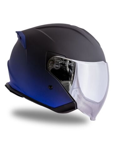Palio 2.0 DeepSky Mat Siyah-Navy Mavi Güneş Vizörlü Açık Kask
