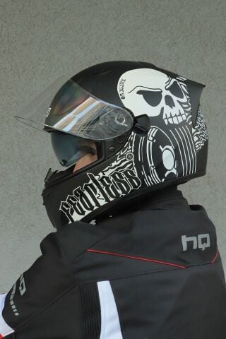 Strada Fearless Mat Siyah-Beyaz Güneş Vizörlü Kask Şeffaf Camlı