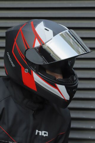 Strada Competition Beyaz-Kırmızı-Siyah Kask (Güneş Vizörlü)