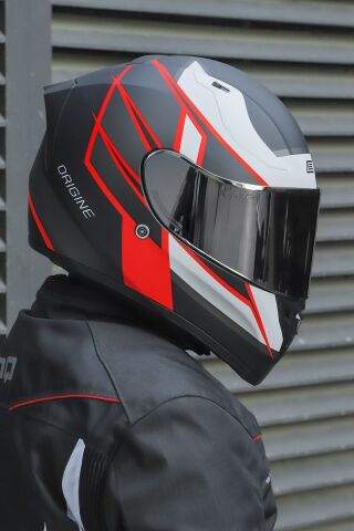 Strada Competition Beyaz-Kırmızı-Siyah Kask (Güneş Vizörlü)