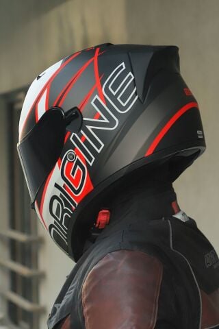 Strada Competition Beyaz-Kırmızı-Siyah Kask (Güneş Vizörlü)