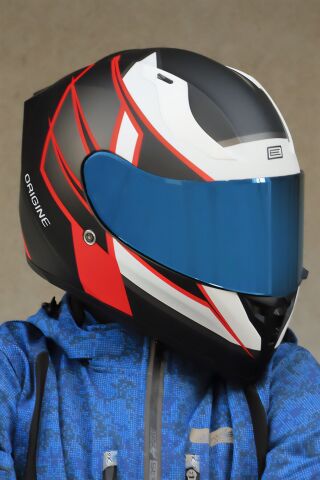 Strada Competition Beyaz-Kırmızı-Siyah Kask (Güneş Vizörlü)