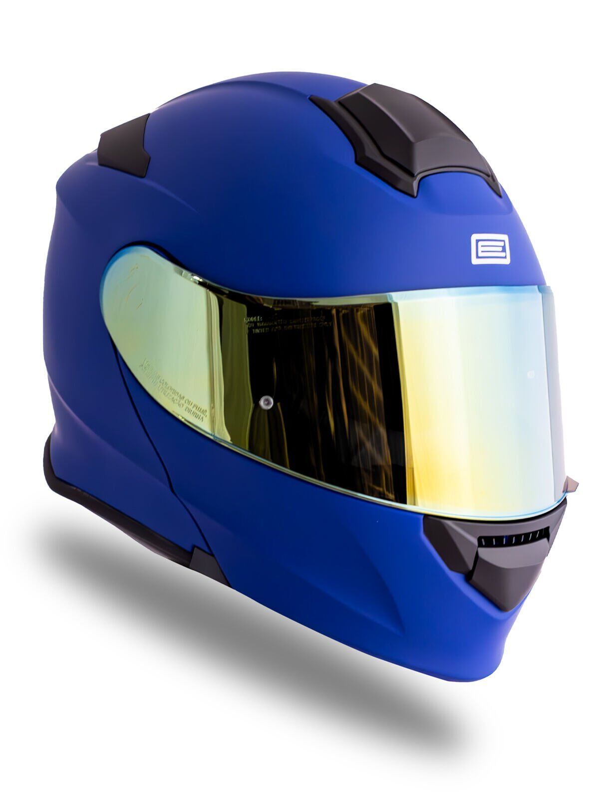 Delta Basic Mat Mavi Çene Açılır Kask Iridium Sarı Camlı