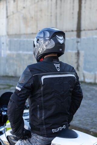 Strada Hardcore Mat Titanyum-Beyaz-Siyah Kask (Güneş Vizörlü)