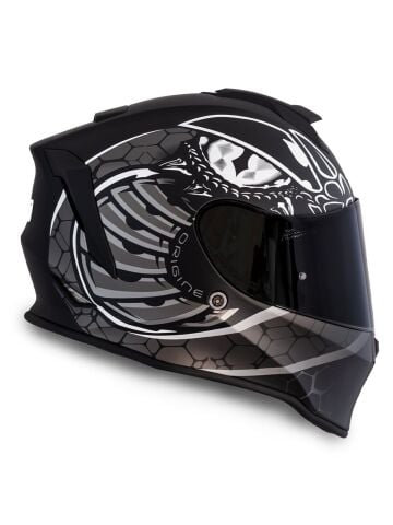 Dinamo Fighter Mat Siyah-Titanium-Beyaz Kask
