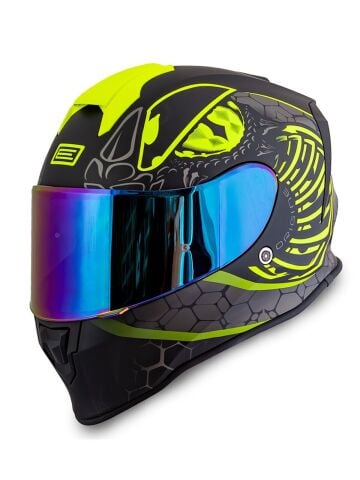 Dinamo Fighter Mat Siyah-Antrasit-Sarı Kask