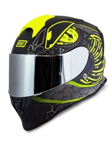 Dinamo Fighter Mat Siyah-Antrasit-Sarı Kask