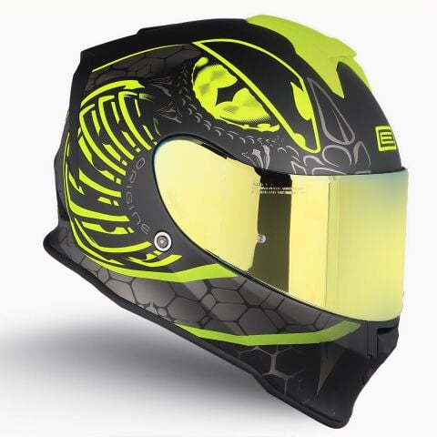 Dinamo Fighter Mat Siyah-Antrasit-Sarı Kask