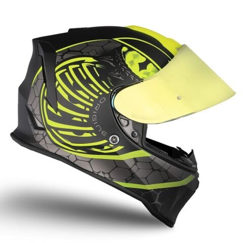 Dinamo Fighter Mat Siyah-Antrasit-Sarı Kask