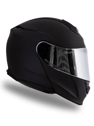 Delta Basic Mat Siyah Güneş Vizörlü Çene Açılır Kask Iridium Gri Camlı