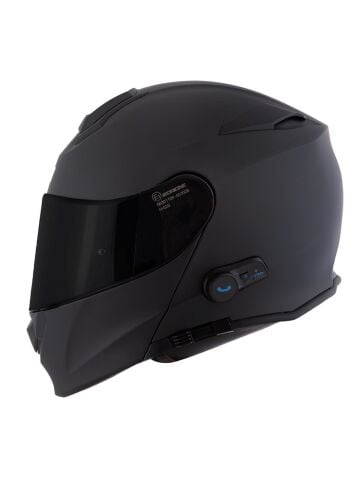 Delta BT Mat Siyah Çene Açılır Kask (Intercomlu-Bluetoothlu Kask) Siyah Camlı