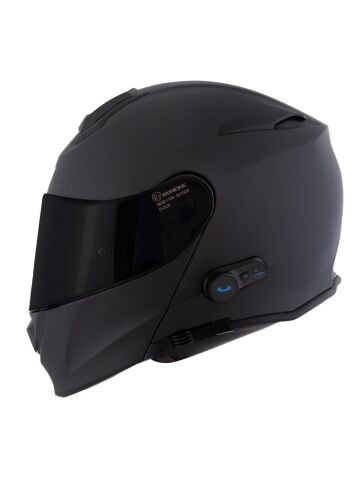Origine Delta BT Mat Siyah Çene Açılır Kask (Intercomlu-Bluetoothlu Kask) Siyah Camlı