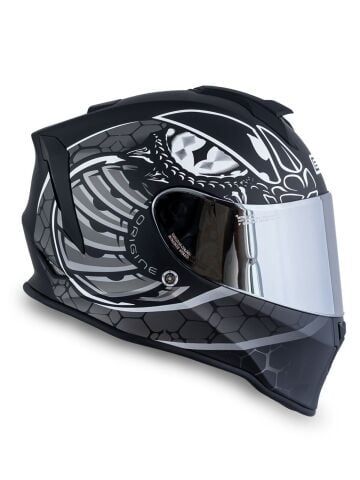 Dinamo Fighter Mat Siyah-Titanium-Beyaz Kask