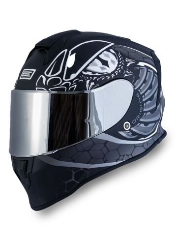 Dinamo Fighter Mat Siyah-Titanium-Beyaz Kask