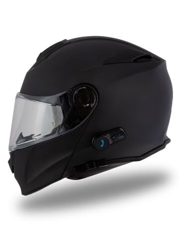 Delta BT Mat Siyah Çene Açılır Kask (Intercomlu-Bluetoothlu Kask) Şeffaf Camlı