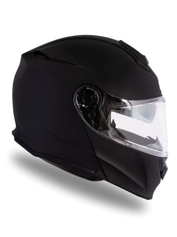 Delta BT Mat Siyah Çene Açılır Kask (Intercomlu-Bluetoothlu Kask) Şeffaf Camlı
