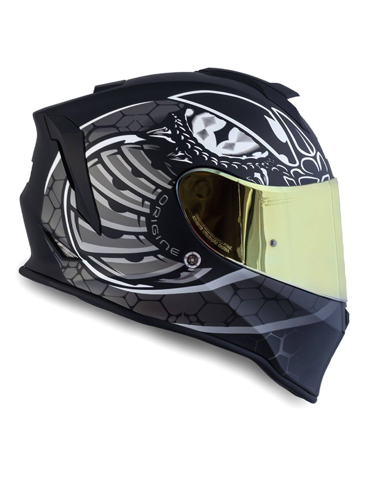 Dinamo Fighter Mat Siyah-Titanium-Beyaz Kask