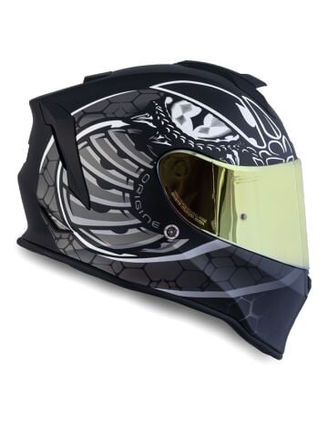 Dinamo Fighter Mat Siyah-Titanium-Beyaz Kask