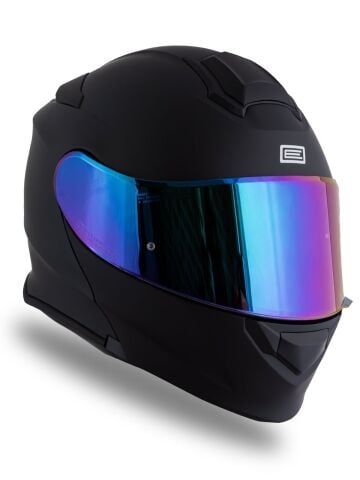 Delta BT Mat Siyah Çene Açılır Kask (Intercomlu-Bluetoothlu Kask) Iridium Gökkuşağı Camlı
