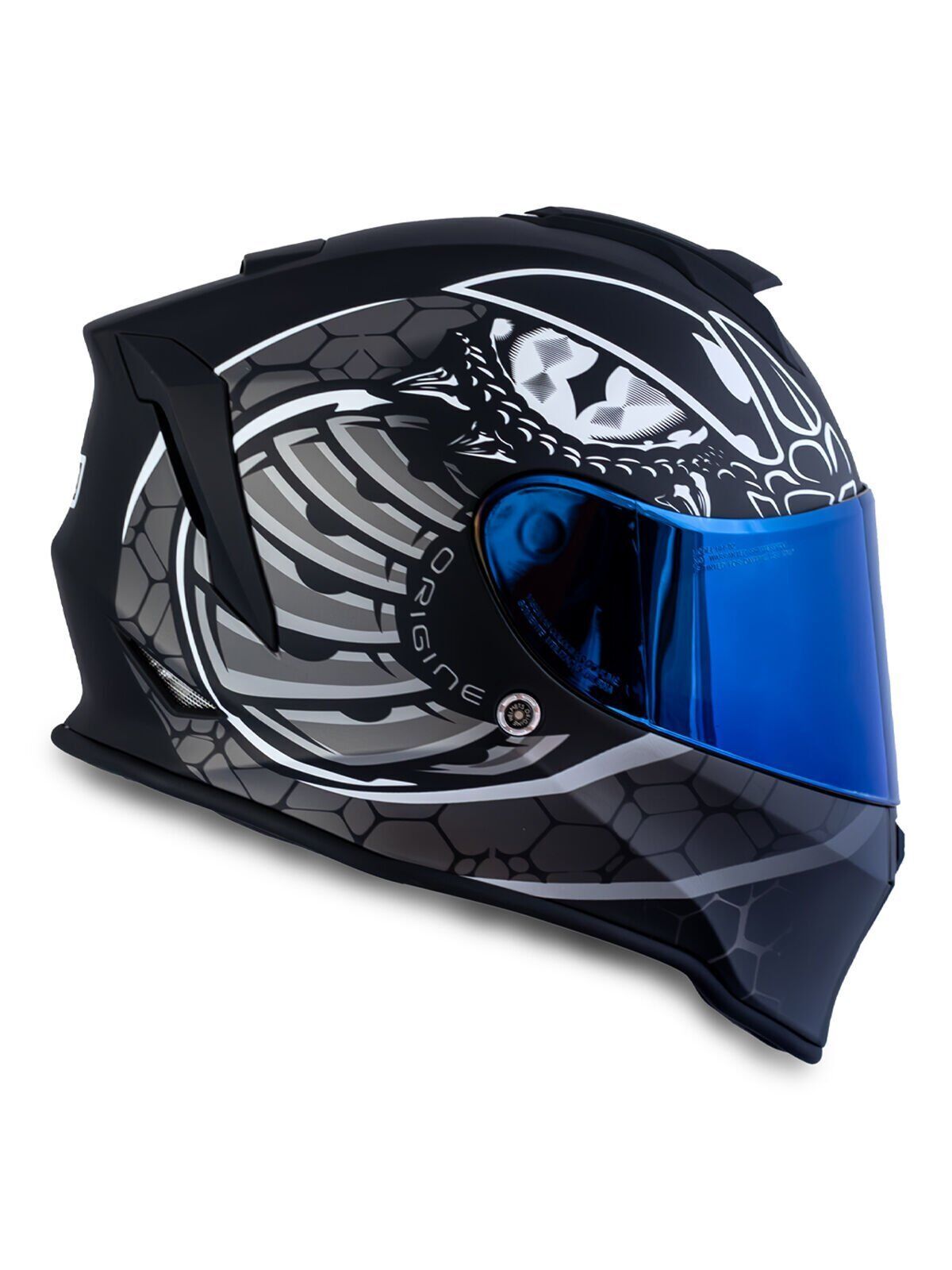 Dinamo Fighter Mat Siyah-Titanium-Beyaz Kask