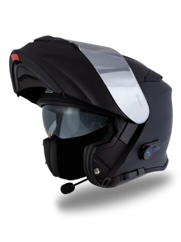 Delta BT Mat Siyah Çene Açılır Kask (Intercomlu-Bluetoothlu Kask) Iridium Gri Camlı