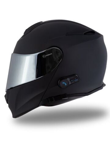 Delta BT Mat Siyah Çene Açılır Kask (Intercomlu-Bluetoothlu Kask) Iridium Gri Camlı