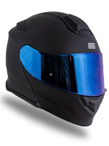 Origine Delta BT Mat Siyah Çene Açılır Kask (Intercomlu-Bluetoothlu Kask) Iridium Gökkuşağı Camlı
