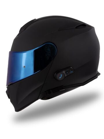 Origine Delta BT Mat Siyah Çene Açılır Kask (Intercomlu-Bluetoothlu Kask) Iridium Gökkuşağı Camlı