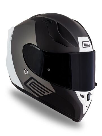 Origine Strada Layer Mat Siyah-Titanyum-Beyaz Güneş Vizörlü Kask Siyah Camlı