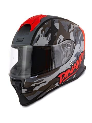 Dinamo Camo Siyah-Titanium-Kırmızı Kask