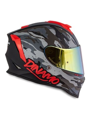 Dinamo Camo Siyah-Titanium-Kırmızı Kask