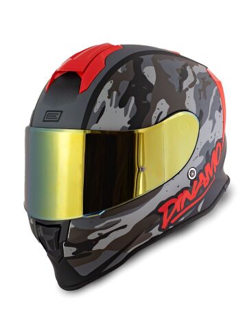 Dinamo Camo Siyah-Titanium-Kırmızı Kask S