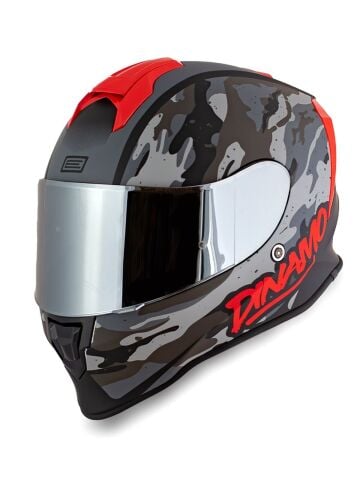 Dinamo Camo Siyah-Titanium-Kırmızı Kask