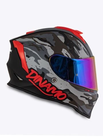 Dinamo Camo Siyah-Titanium-Kırmızı Kask