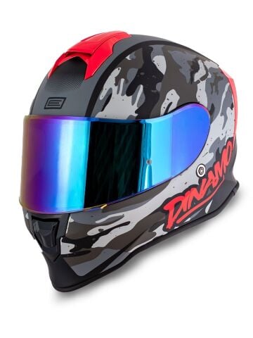 Dinamo Camo Siyah-Titanium-Kırmızı Kask